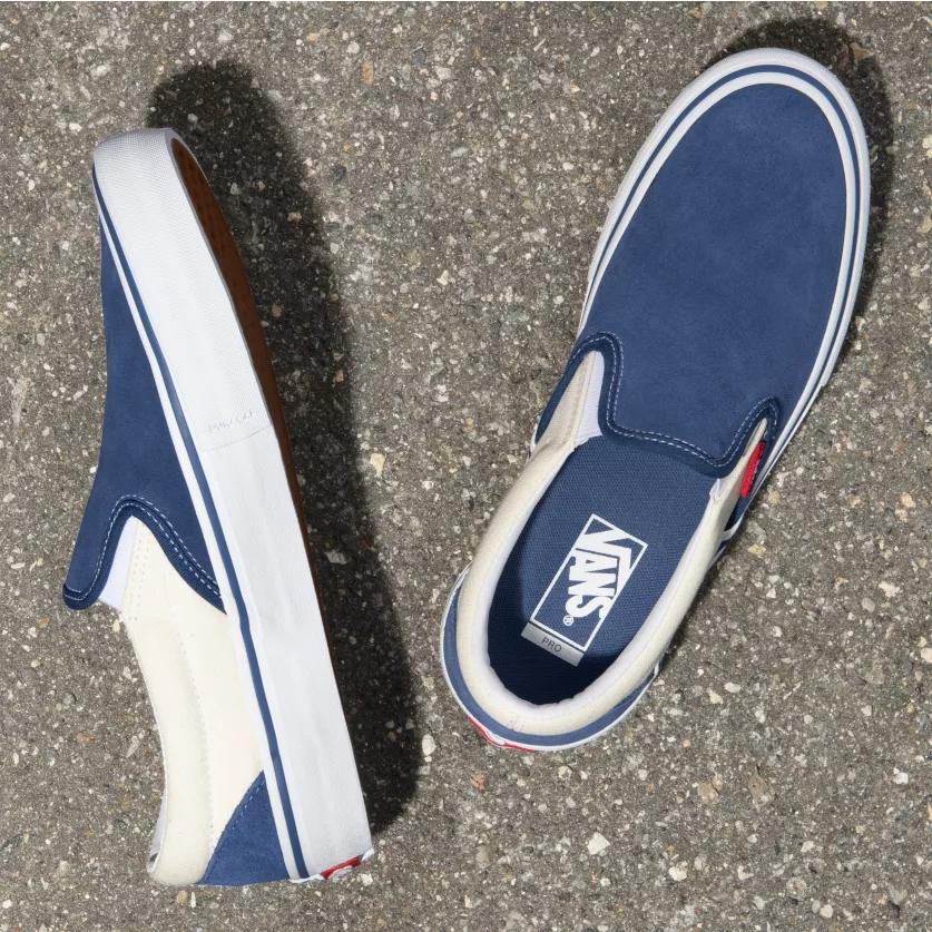 STY Navy Classic White Vans Slip On Shoes