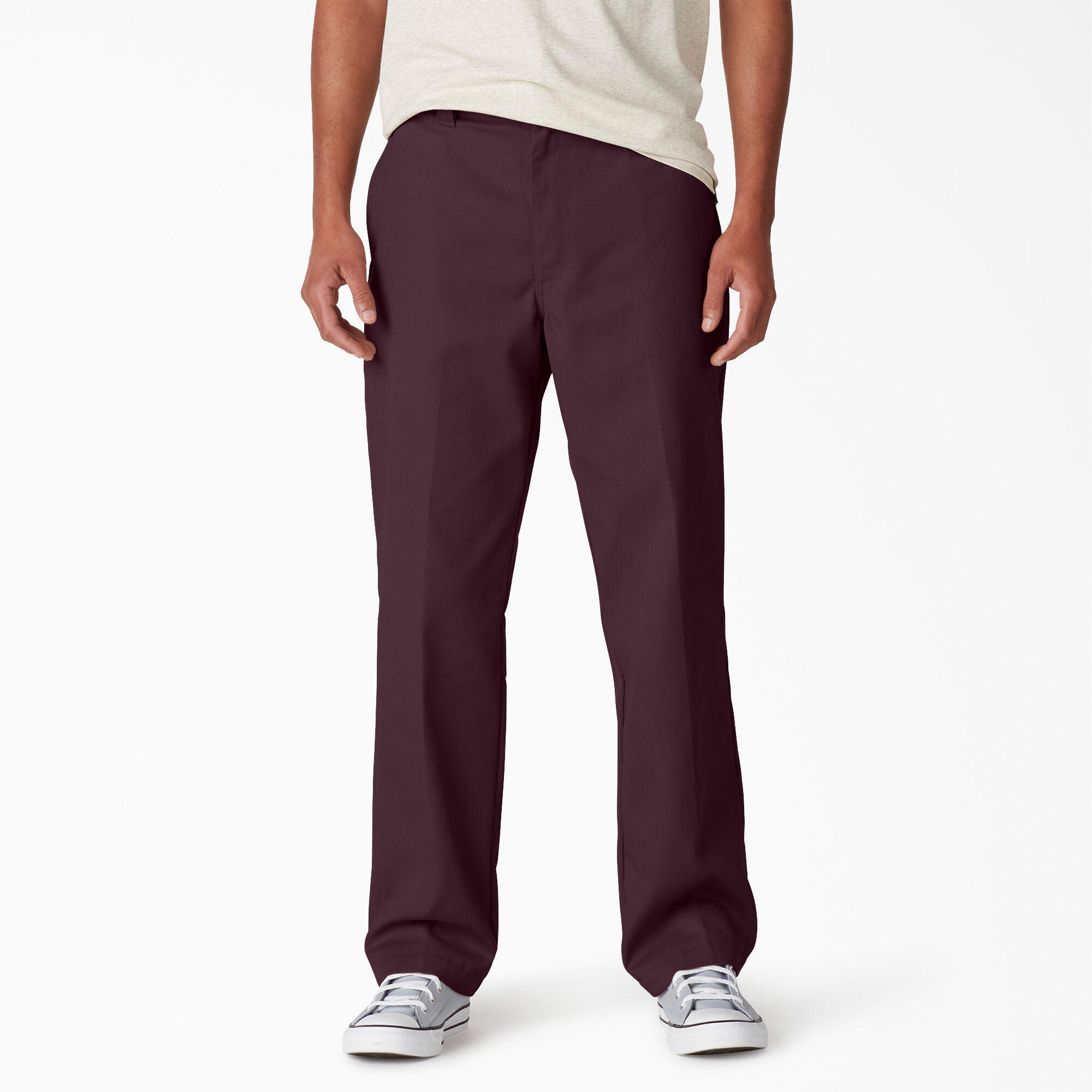 Maroon Dickies Regular Fit Skateboarding Pants On