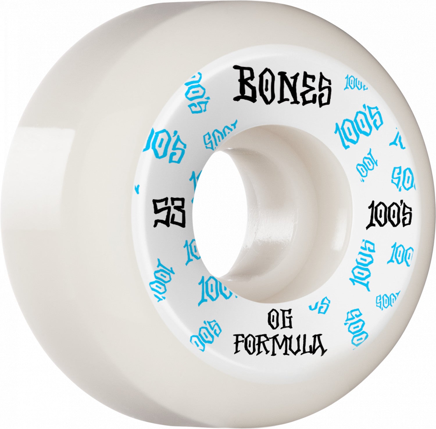 53mm White V5 Bones Sidecuts Skateboard Wheels