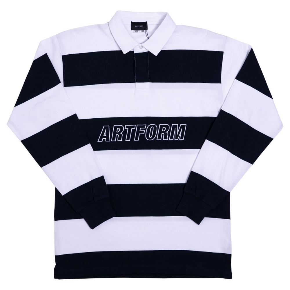 Navy Embroidered Striped Artform Rugby