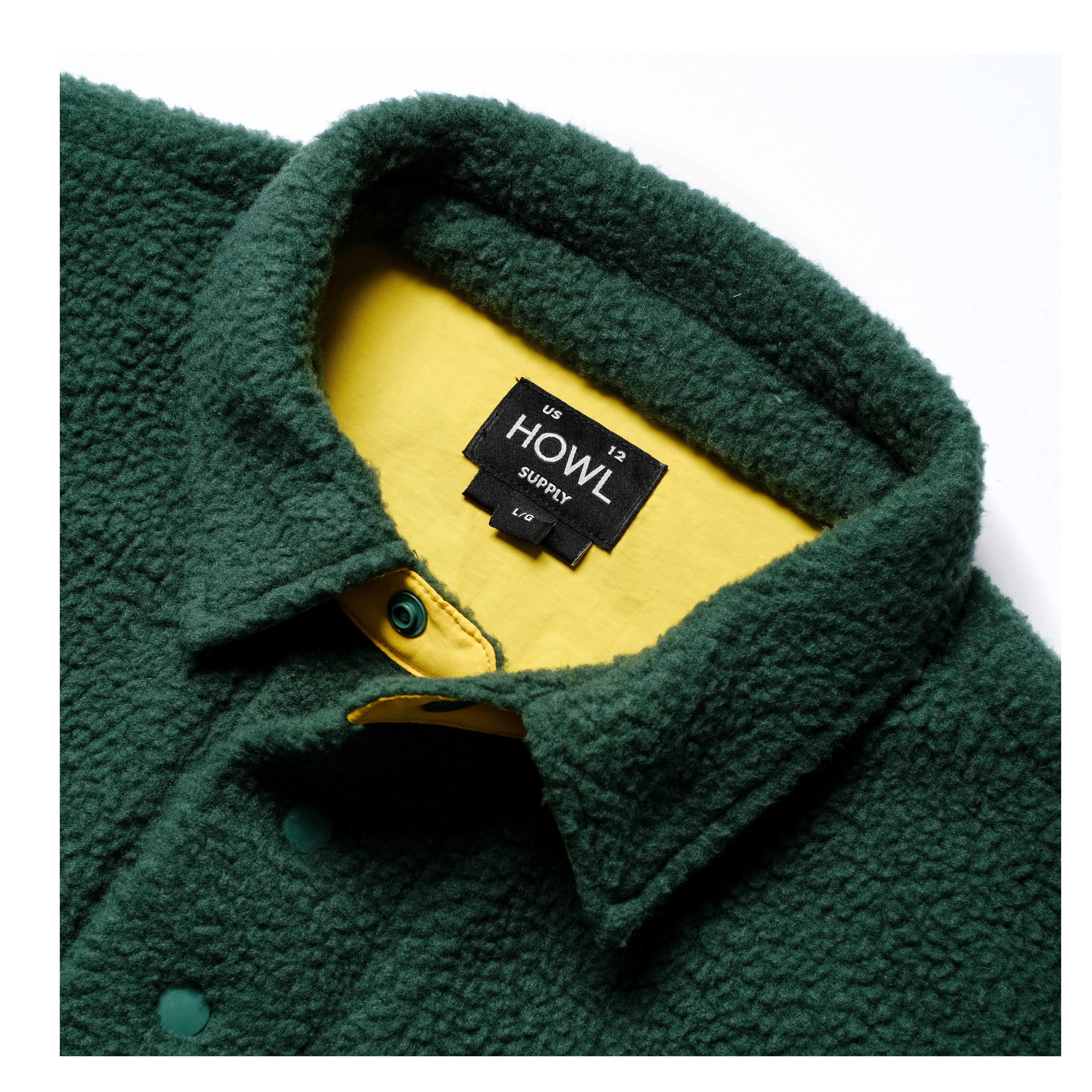 Green Fleece Howl Supply Henley Detail