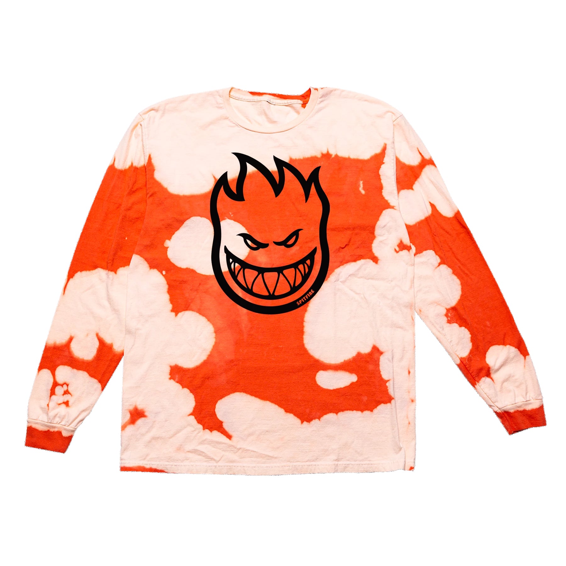 Orange and white long sleeve Spitfire Wheels Bighead T-Shirt