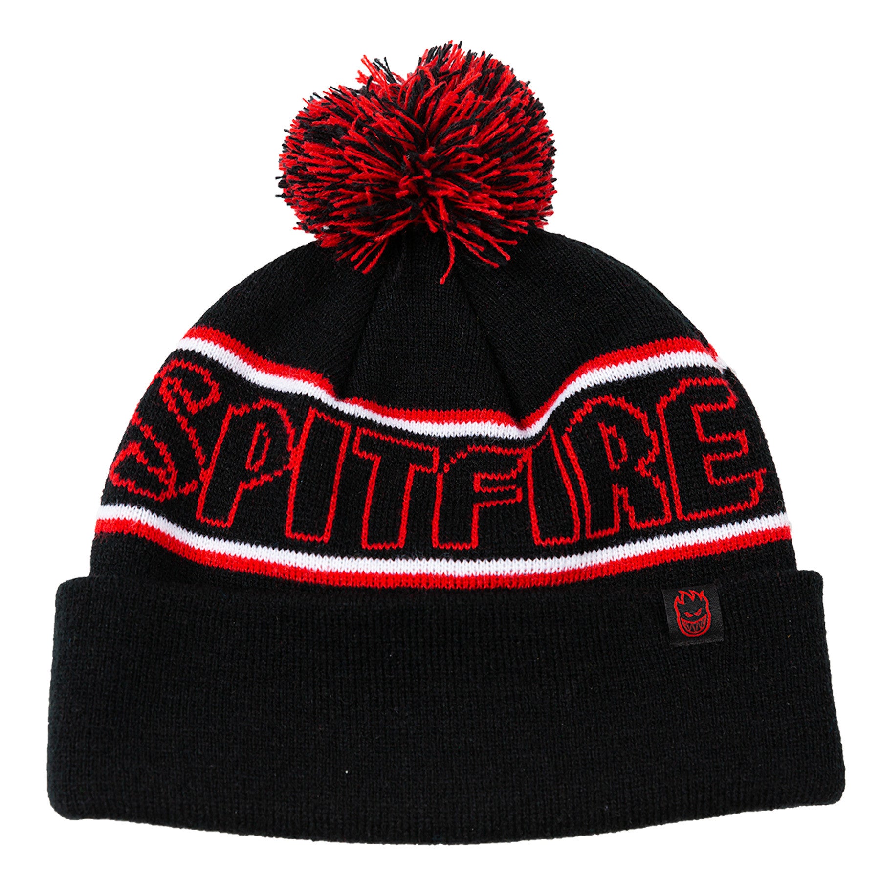 Spitfire Hombre Pom Beanie - Black/Red/White