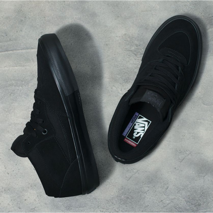 Black/Black Skate Half Cab Vans Skateboarding Shoe Top