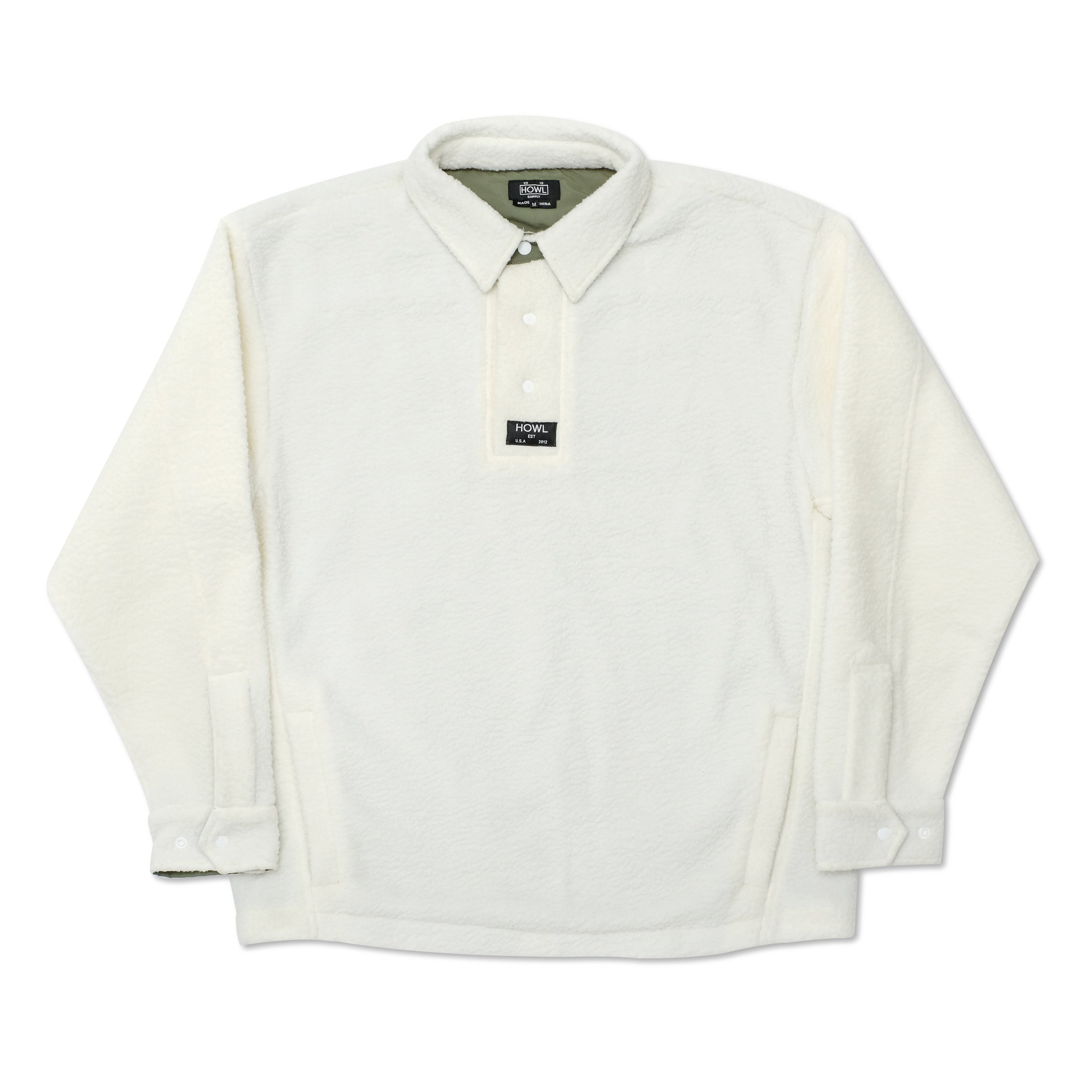 Cream Fleece Howl Supply Henley Pullover