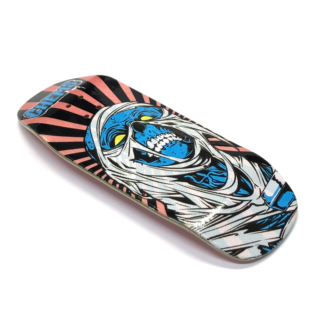 Chems x DK Blue/Pink Rising Mummy Fingerboard Deck - Old School Shape