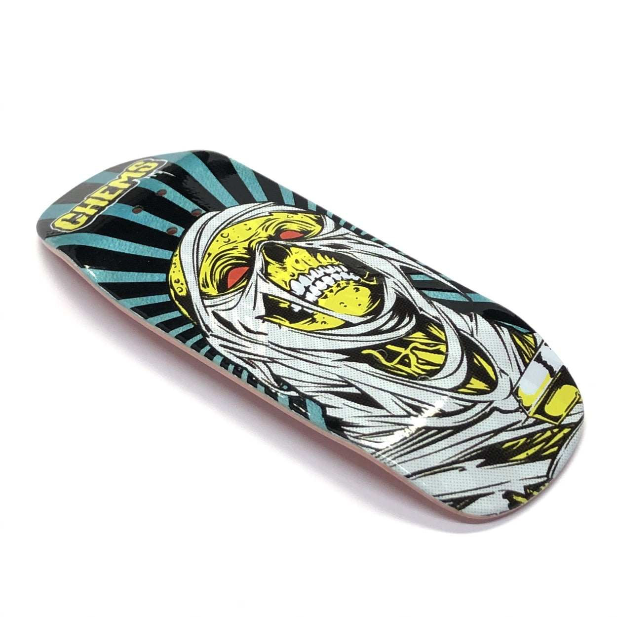 Chems x DK Yellow/Blue Rising Mummy Fingerboard Deck - Street Shape