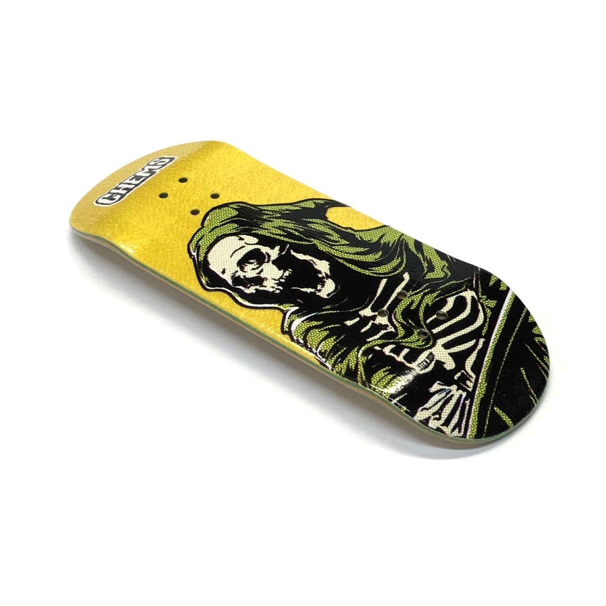 Chems x DK Yellow/Green Reaper Fingerboard Deck - Boxy