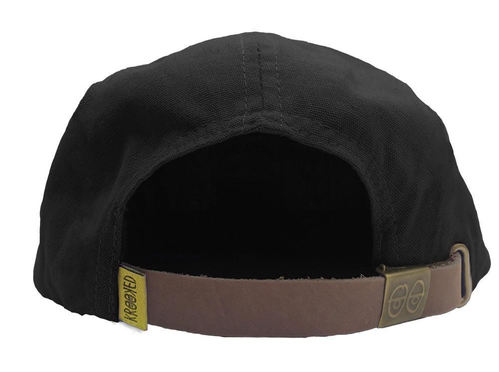 Krooked Shmolo 6 Panel Unstructured Strapback Hat - Black