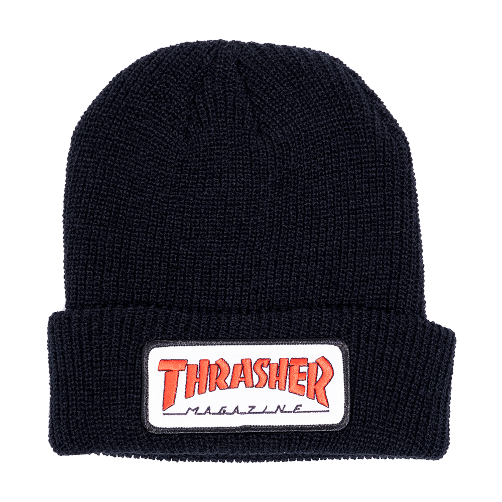 Black Outline Patch Thrasher Magazine Beanie