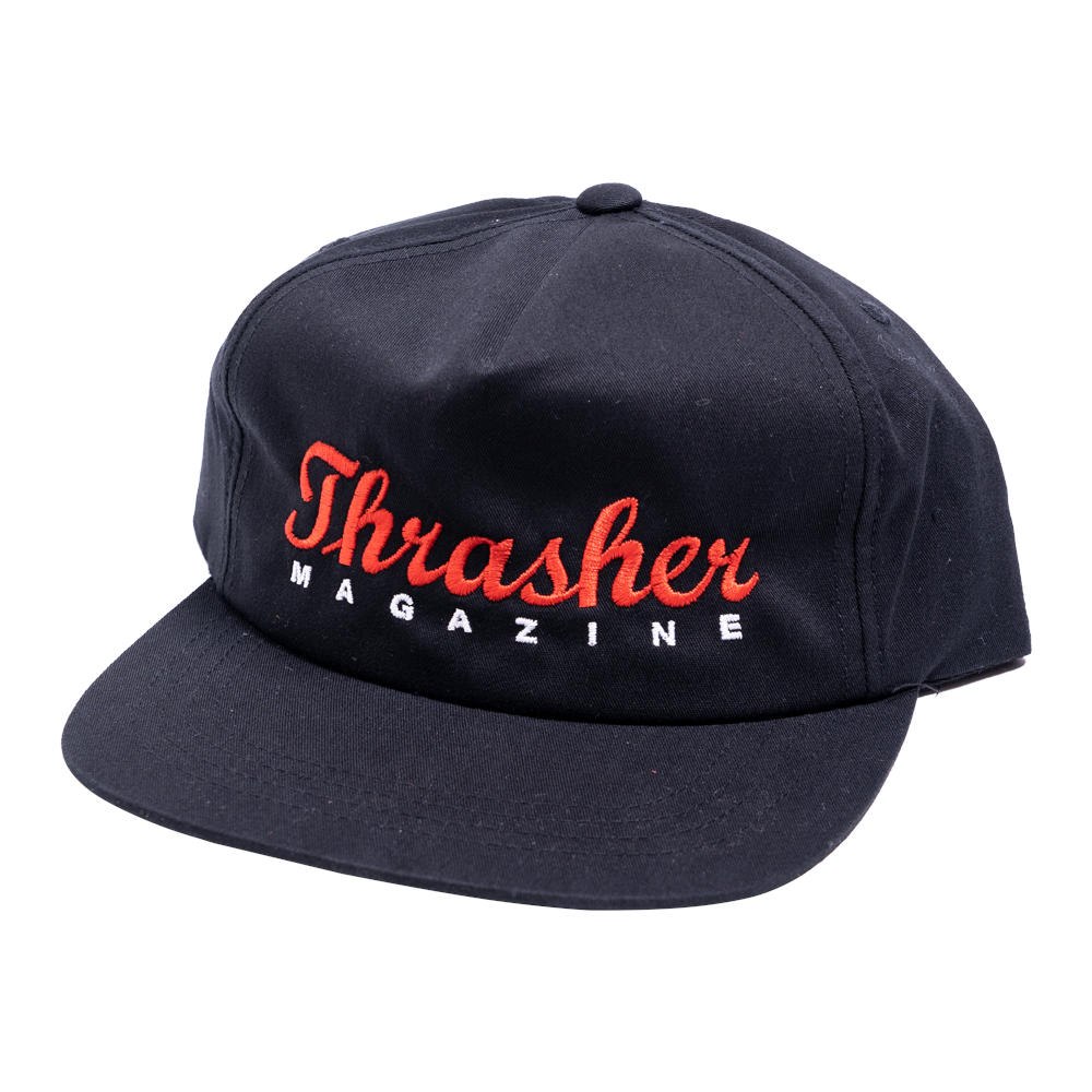 Black Oval Script Thrasher Magazine Snapback