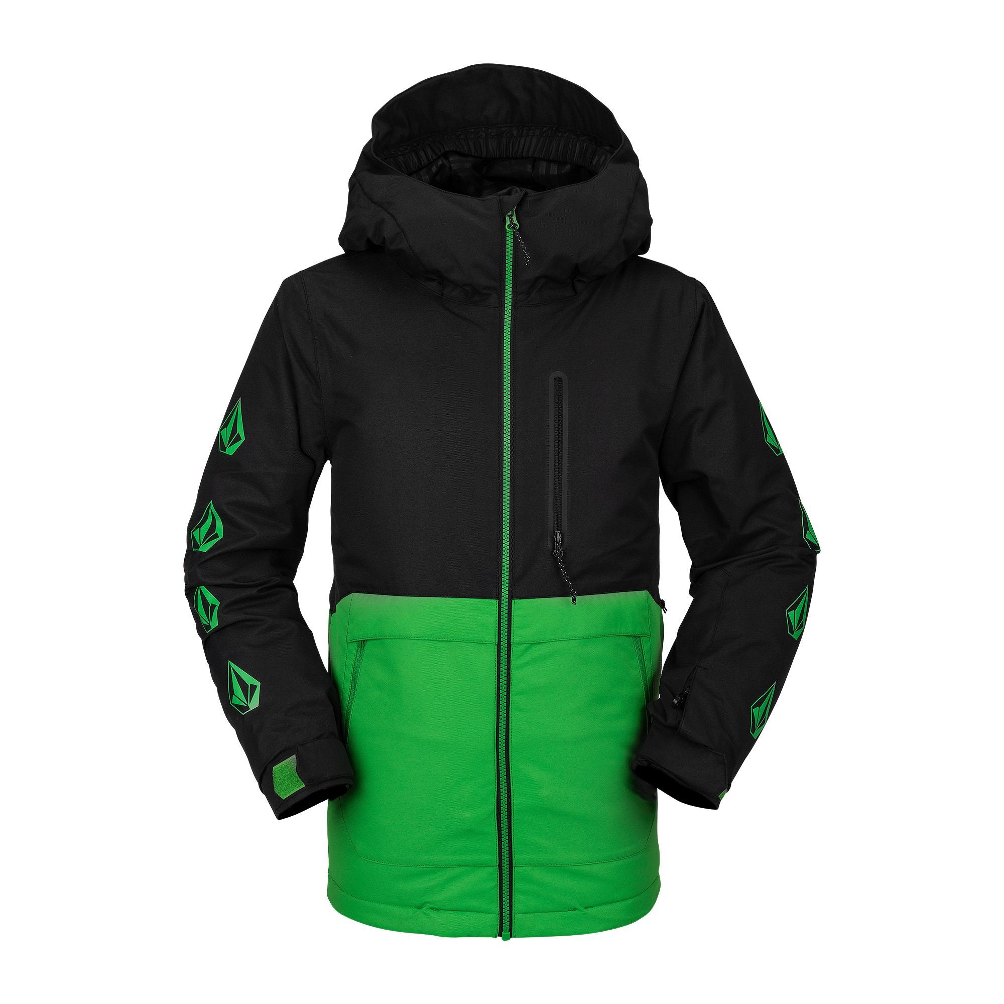 Black/Green Boys Youth Holbeck Insulated Volcom Snowboard Jacket