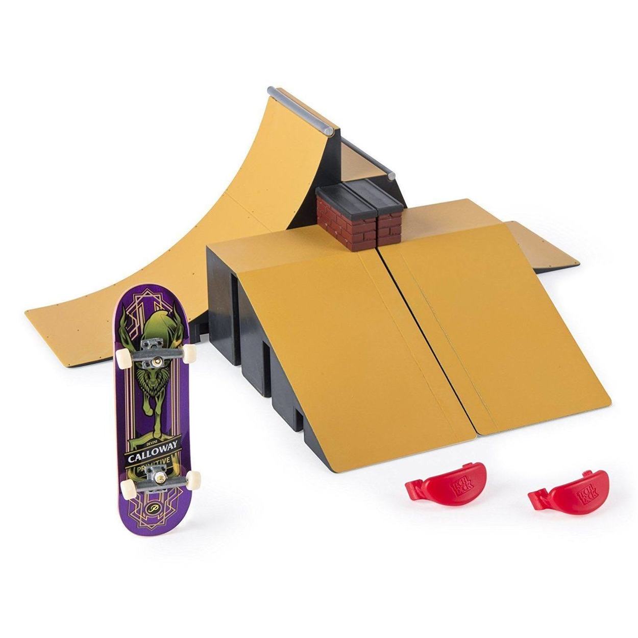 Tech Deck Fingerboard Starter Kit - Ramps + Board +Trainer Clips