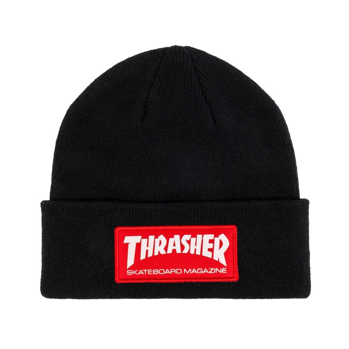 Black/Red Skate Mag Thrasher Patch Beanie