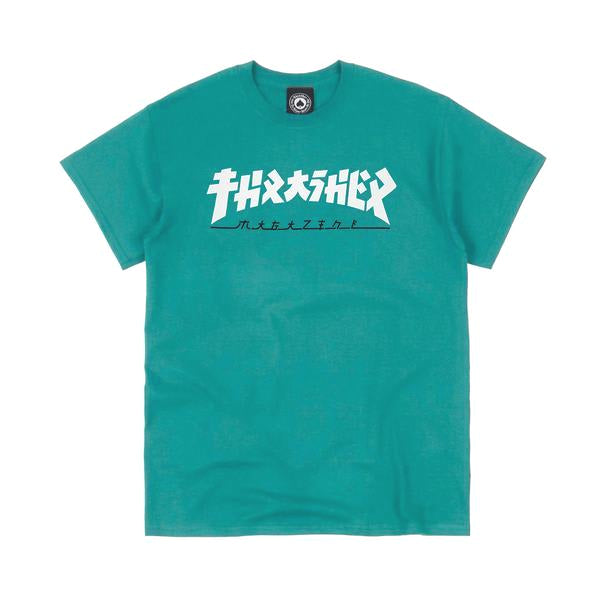 Jade Green Godzilla Print Thrasher Magazine T-Shirt